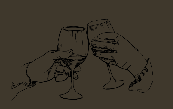 Hands having a toast illustration